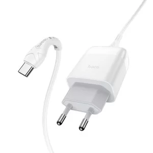 Incarcator de retea Hoco C72Q Glorious + Cablu Type-C USB (QC3.0) [White]